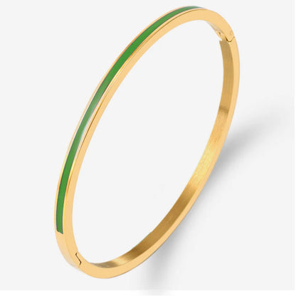 Zalman Colorful Enamel Bangles Women Gold Color Stainless Steel Simple Romantic Bracelet Never Fade Wholesale 2023