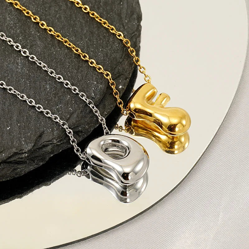 LATS 26 English Letter Gold Color Stainless Steel Necklace for Women Personalized Jewelry Gifts Fashion Accessories