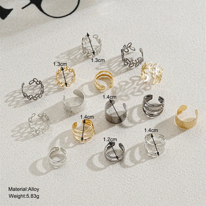 5-15pcs Simple Vintage Metal Clip Earrings Set for Women Teens Casual Hollow Leaf Fake Piercing Earring Jewelry Accessories Gift