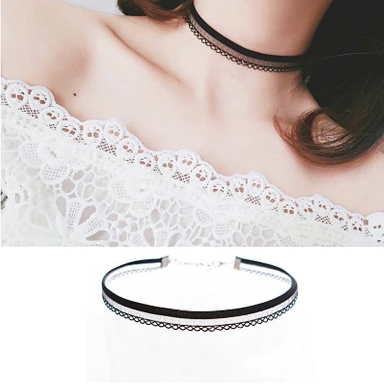 Black Velvet Choker Necklace For Women Vintage Black Star Sexy Lace Necklaces with Pendants Gothic Girl Gifts Neck Jewelry