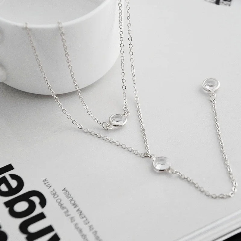 Popular Double Layered Long Tassel Y-Shaped Necklace for Women Simple Metal Collarbone Chain Summer Holiday Party Body Jewelry
