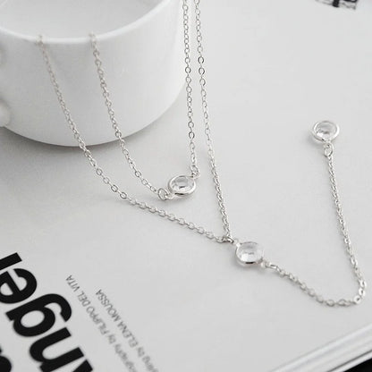 Popular Double Layered Long Tassel Y-Shaped Necklace for Women Simple Metal Collarbone Chain Summer Holiday Party Body Jewelry