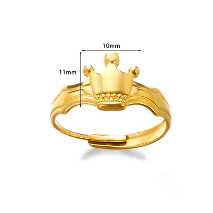 Stainless Steel Rings for Women Gold Color Couple Jewelry Aesthetic Accessorie Adjustable Punk Embossed Hollow Ring