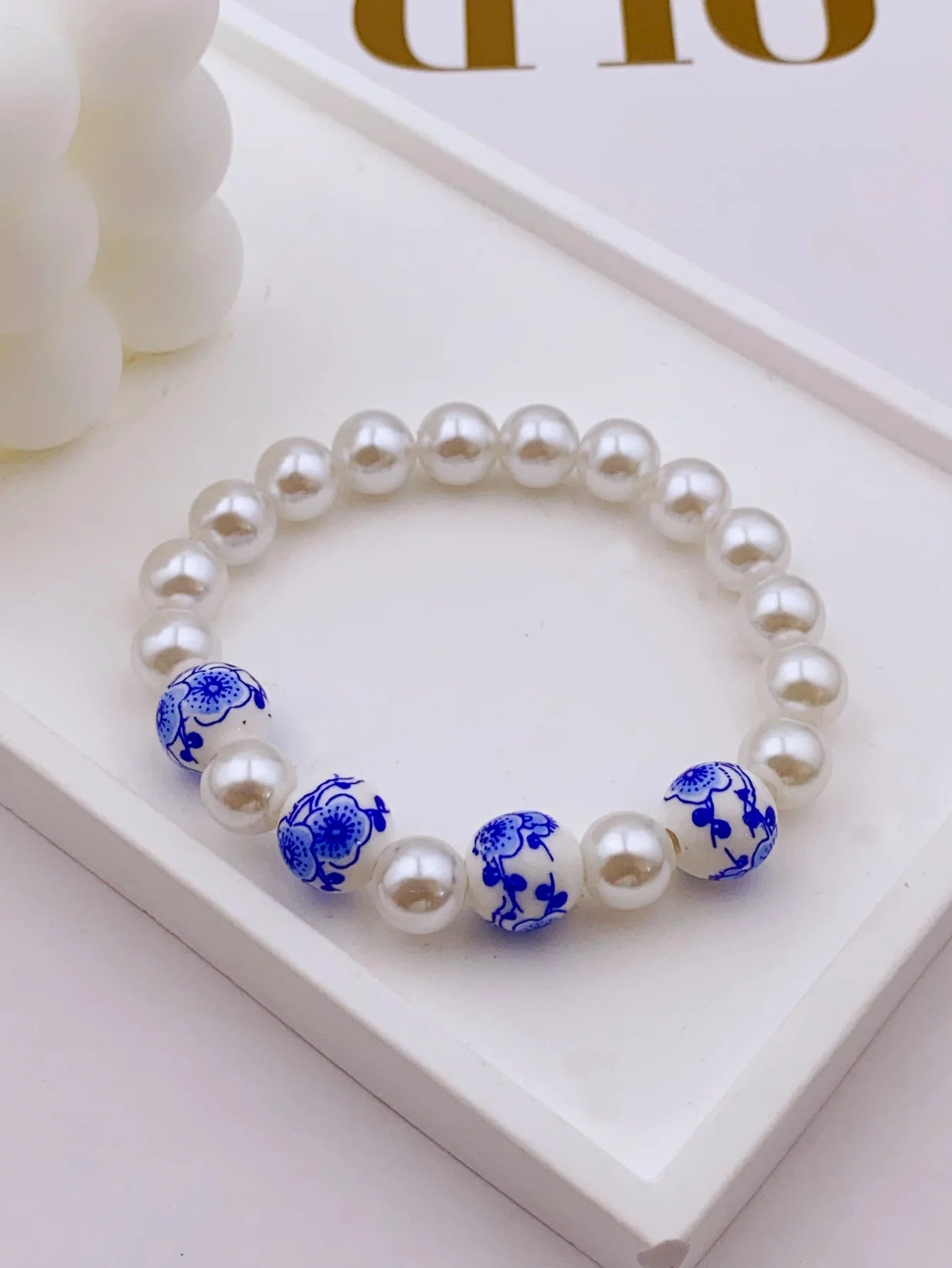 Elegant Ceramic Bracelet with Acrylic Beads and Pearls Handmade for Women's Daily Wear bracelet for women