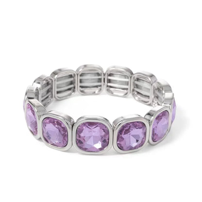 Boho Style Fashionable Light Luxury Square Beaded Inlaid Crystal Elastic Rope Bracelet Women's Jewelry