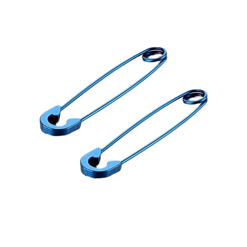2Pcs/1Pair Funny Stainless Steel Pin Spikes Earrings for Women Man Paperclip Safety Steel Stud Punk Earrings Gothic Jewelry