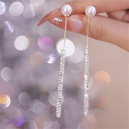 Elegant Lady's Pearl Pendant Earrings Korean Fashion Jewelry Party Student Girl's Simple Accessories Wedding Earrings For Woman