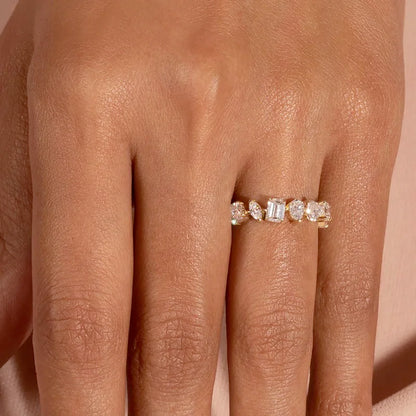 Simple Women's Ring Minimalist Gold Color Geometry Cubic Zirconia Stacking Rings Finger Accessories Female Jewelry Gifts R018