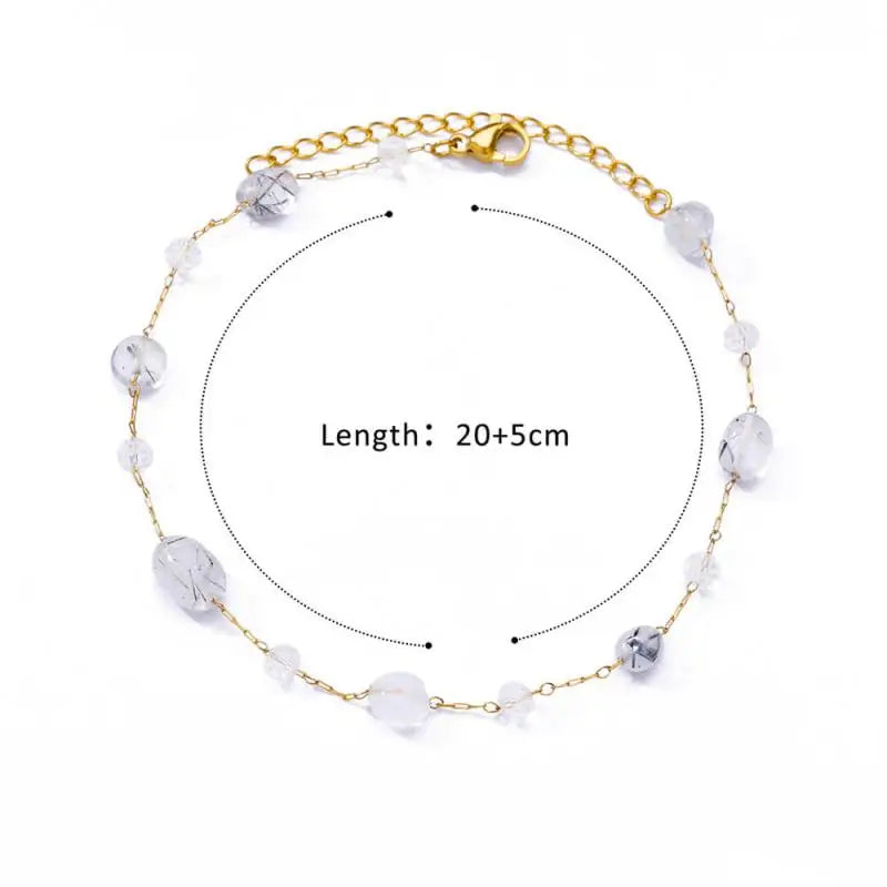 Anklets for Women Stainless Steel Stone Beaded Chain Anklet Summer Beach Accessories Boho Leg Bracelets Jewelry Tobilleras Mujer