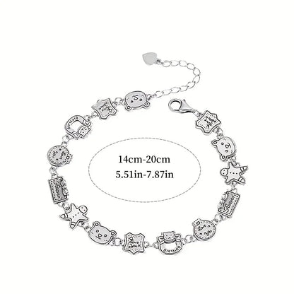 Gingerbread man bear bracelet female ins trendy niche design high-end retro old cute cartoon lady student bracelet