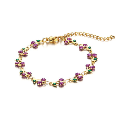 Charm Cherry Bracelet For Women Retro Bohemian Stainless Steel Bracelet For Girls Party Holiday Fashion Jewelry Gift