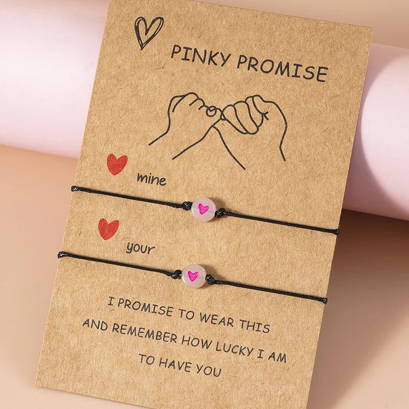 2Pcs Promise Couple Bracelets for Women Men Simple Luminous Heart Beaded Braided Bracelet Bangles Friendship Aesthetic Jewelry
