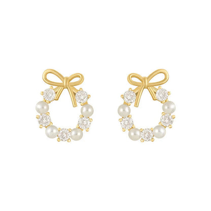 Simple Bow Garland Earrings Acrylic Crystal Pearl Earrings For Women Trendy Party Jewelry Earrings Accessories Gifts