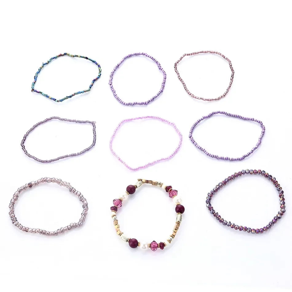 Multilayer Elastic Weave Bracelet Set with Colorful Beads - Bohemian Stackable Bangles for Women - Trendy Jewelry Gift