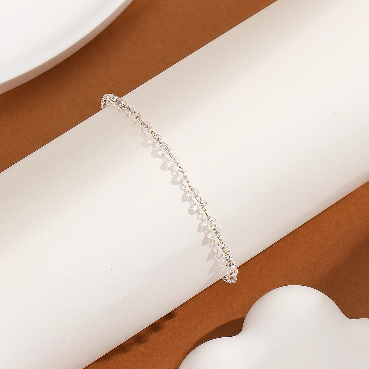 Kinitial Exquisite and fashionable laser plated anklet with multiple transparent gemstones as an anniversary gift for her