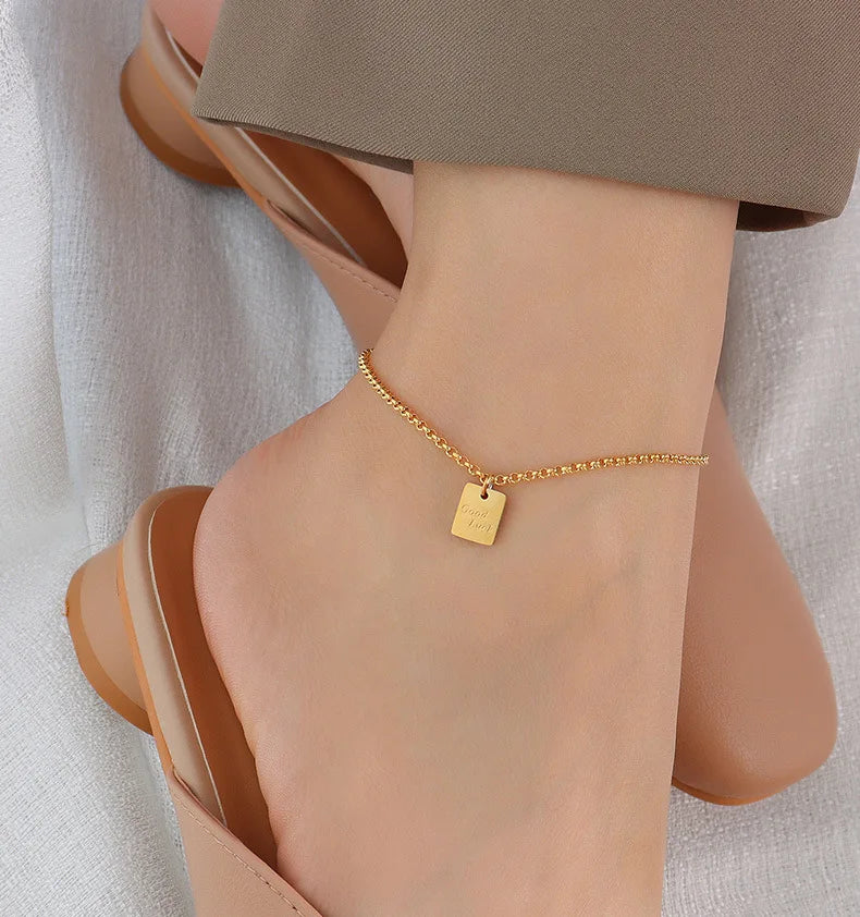 Anklets For Women Stainless Steel 18K Gold Plated High Quality No Tarnish Women's Ankle Bracelets Foot Chains Luxury Ankle Strap