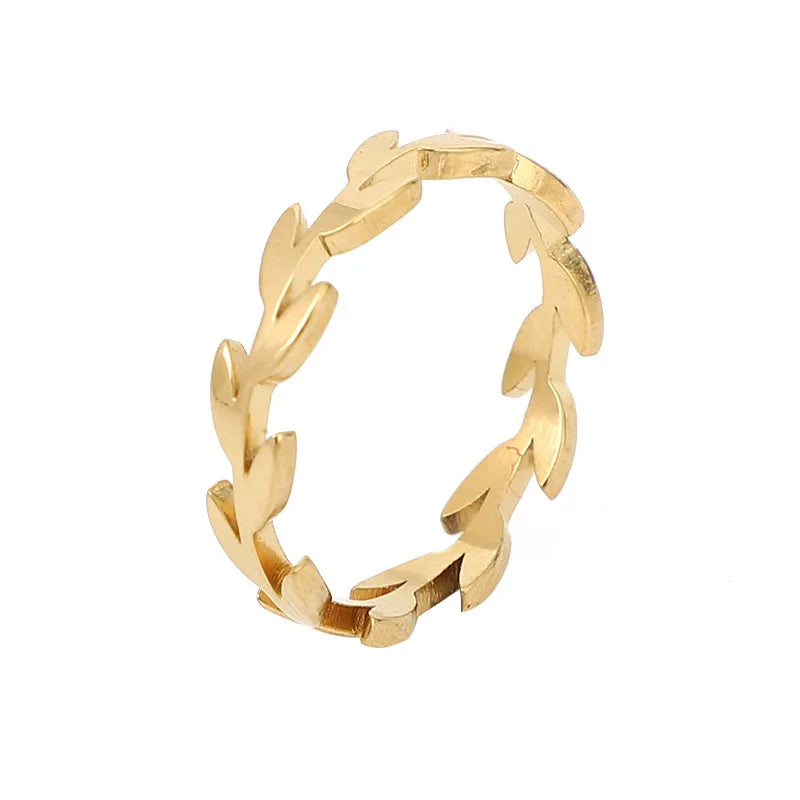 Stainless Steel Fashion Women's Open Enclose Leaf Rings Girls Botanical Women Knuckle Leaves Rings Wedding Party ins Jewelry