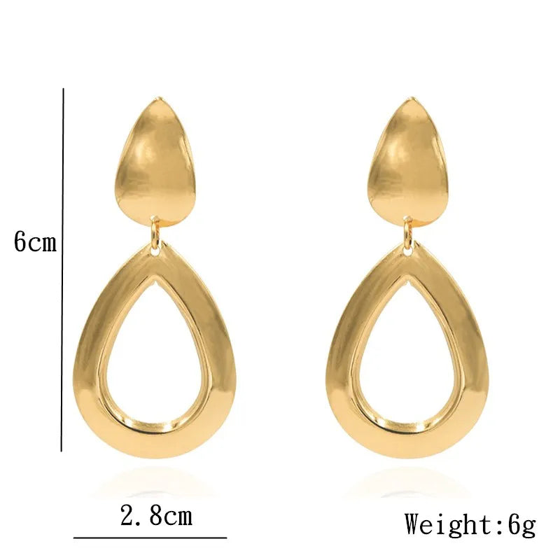 Retro Exaggerate Metal Statement Earrings for Women European Fashion Round Star Square Leaf Twist Geometry Long Earrings Jewelry