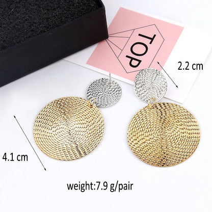 Retro Exaggerate Metal Statement Earrings for Women European Fashion Round Star Square Leaf Twist Geometry Long Earrings Jewelry