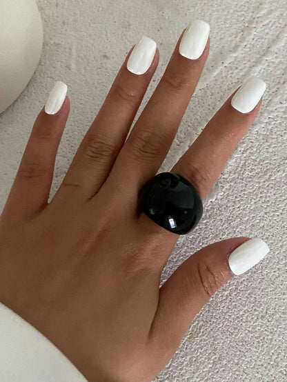 Ingemark Vintage Irregular Smooth Resin Plastic Rings for Women New Trend Boho Geometric Finger Rings Aesthetic Party Jewelry