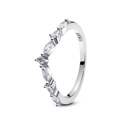 Original 925 Sterling Silver Rings For Women Love Heart Crown Wishbone Engagement Wedding Ring Rose Gold Luxury Jewelry Gift