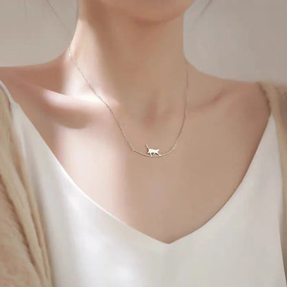 Necklace For Women Cute Simple Girls Animal Cat Sweet Heart Butterfly Pearl Embroidery Flowers Fashion