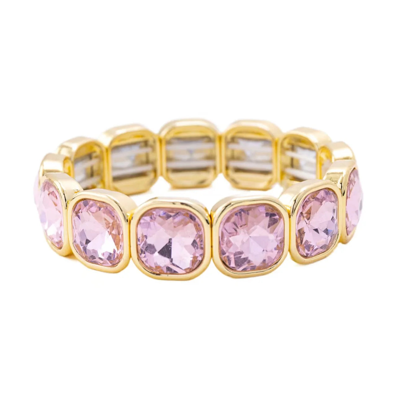 Boho Style Fashionable Light Luxury Square Beaded Inlaid Crystal Elastic Rope Bracelet Women's Jewelry