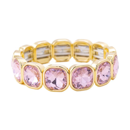 Boho Style Fashionable Light Luxury Square Beaded Inlaid Crystal Elastic Rope Bracelet Women's Jewelry