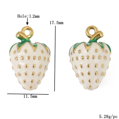 3pcs/lot Stainless Steel Enamel Strawberry Charms Pendants for DIY Jewelry Necklace Earrings Bracelets Making Accessories