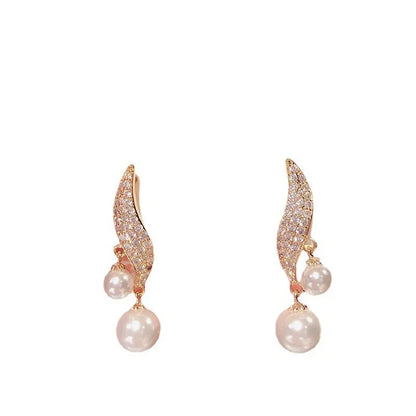Elegant Lady's Pearl Pendant Earrings Korean Fashion Jewelry Party Student Girl's Simple Accessories Wedding Earrings For Woman