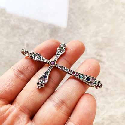Pendants Royalty Cross Colorful New Victorian Jewelry Bohemia 925 Sterling Silver Accessories Gift For Women