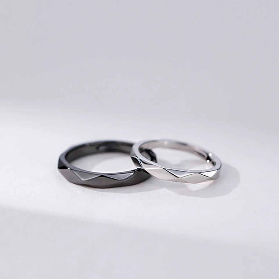 Fashion Black White Ring Geometric Irregularities Smooth Couple Adjustable Rings Simplicity Student Party Jewelry