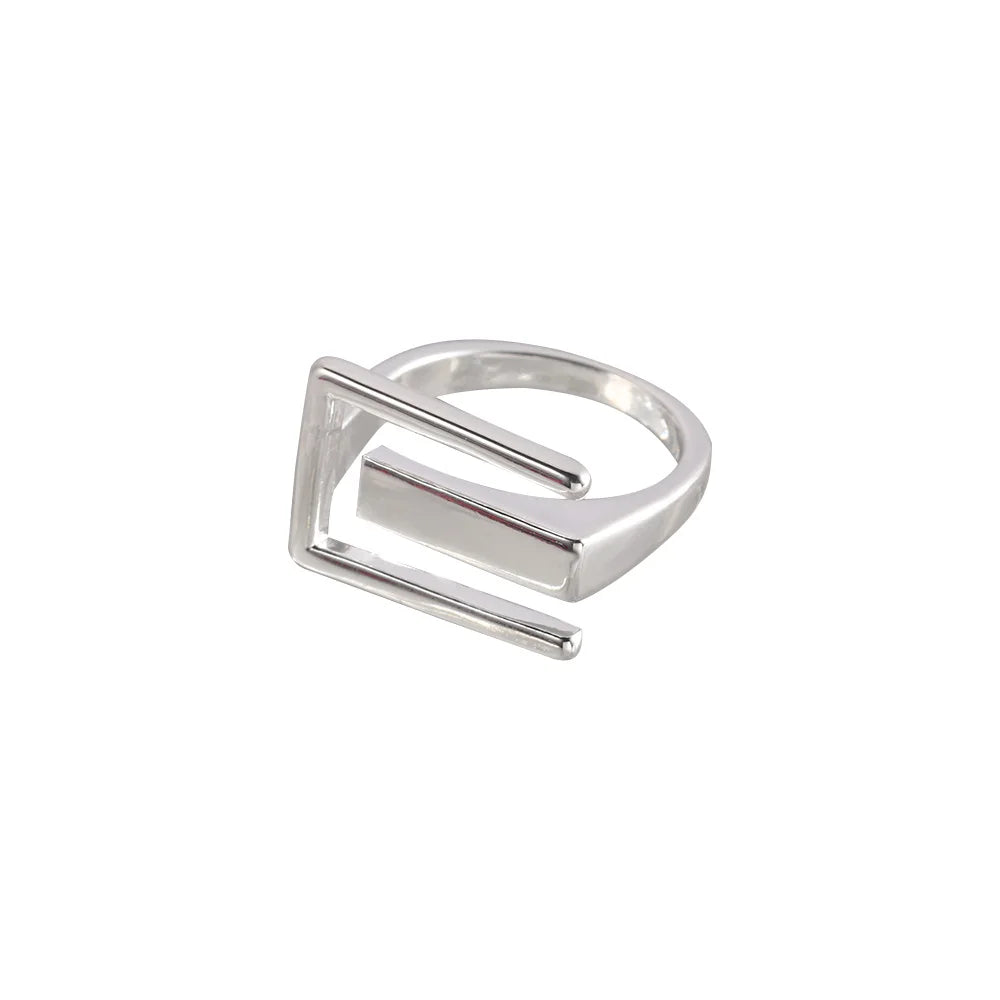 Irregular Elegant Women Cool Trendy Geometric Hollow Ring Rectangular Open Ring Finger Rings
