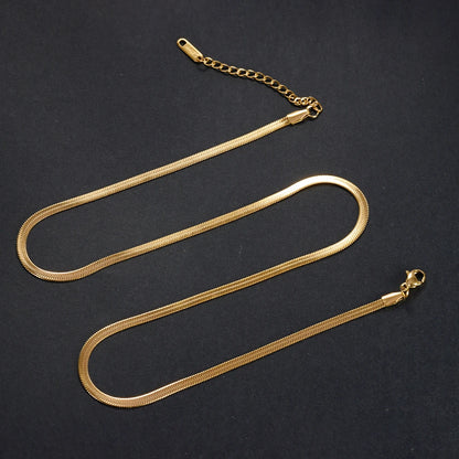 Gold Color Stainless Steel Blade Snake Chain Necklace for Women Men Herringbone Choker Neck Chains 2024 Trend Jewelry Gift Hot