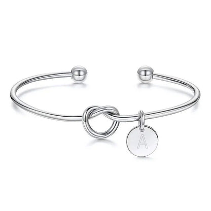Trendy Initial Coin Charm Bangle for Women Men Lover Wife Stainless Steel Letter Cuff Bracelet Couple Jewelry Dropshipping