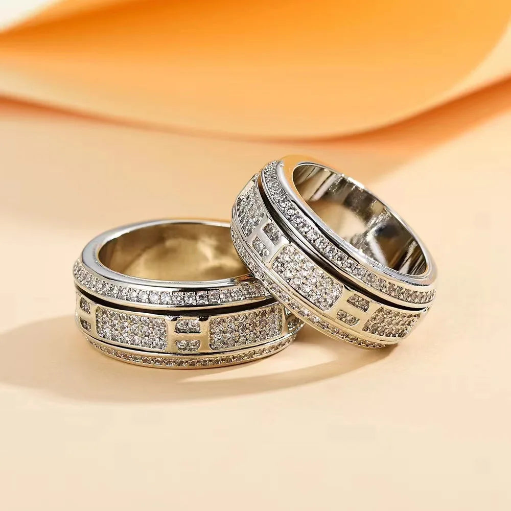 Zirconia rotating rings for men and women, a lucky and romantic gift for couples