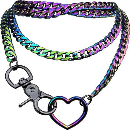 Heart Y-Necklace Link Chain Necklace No Fading Durable Choker with Tail Necklace Scratch Resistant Adjustable