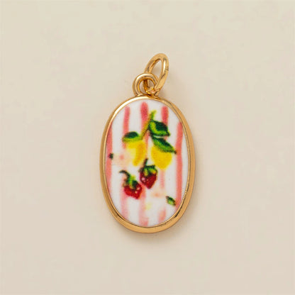 Colorful dopamine pendant with oil droplets, strawberry, crab, heart, shell pattern, color preservation