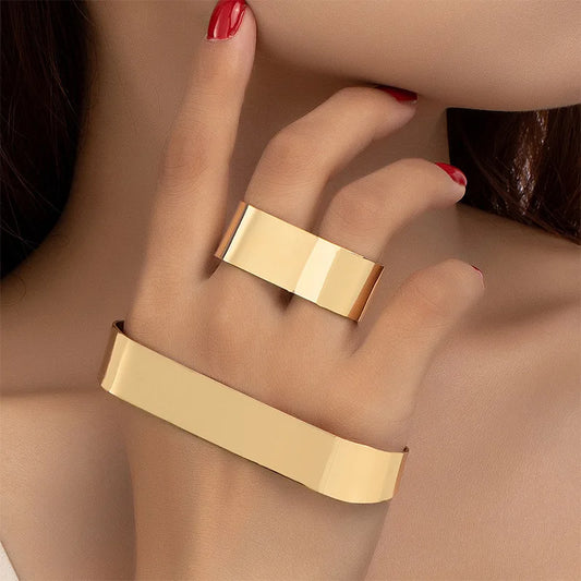 Geometric Bracelet Ring Set Women Girls Fashion Jewelry Hot Sale Party Gift 2023 New Style