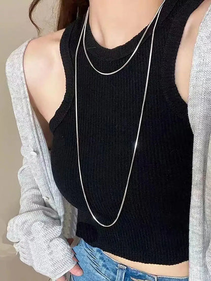 High-grade stainless steel fastness snake bone chain extra long sweater chain long chain necklace women