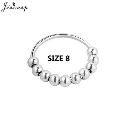 Simple Metal Beads Fidget Rotating Rings for Women Men Rotate Freely Anti Stress Anxiety Ring Spiral Round Ball Rotate Jewlery