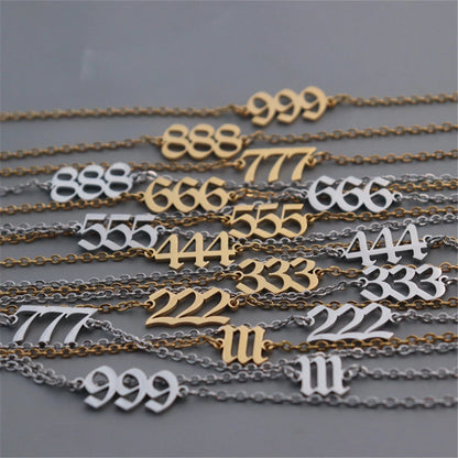 111 222 333 444 555 666 777 888 999 Angel Number Anklets For Women Stainless Steel Leg Bracelet Beach Foot Goth Jewelry BFF Gift