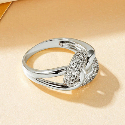 Rrjzz AAAAA CZ Simulated Diamond Unique Ring Luxury 14k Gold Plated Twist Band Design Rings for Women Men Fine Jewelry Gifts