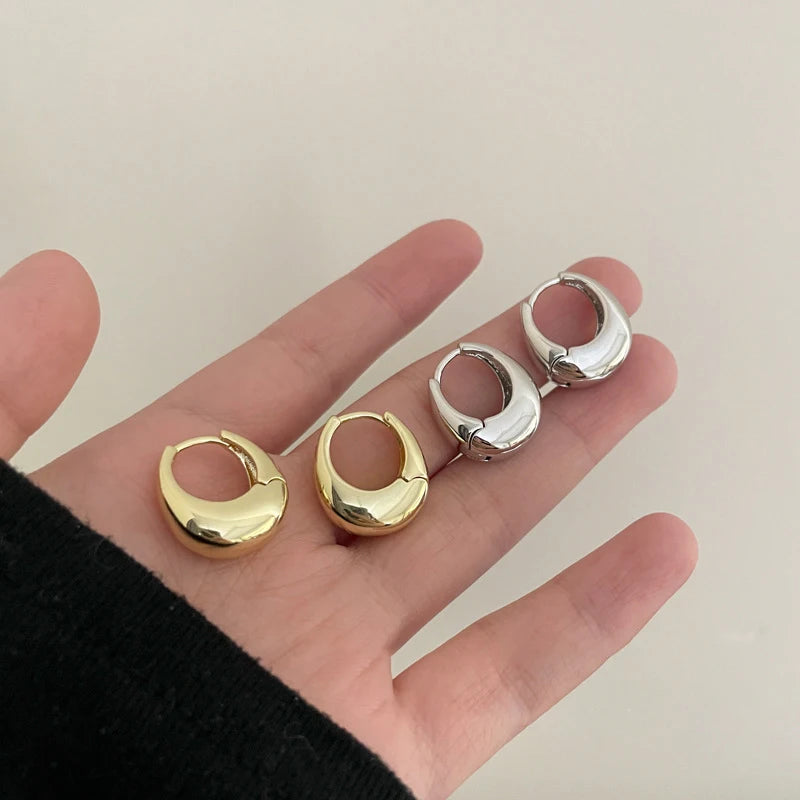 Punk Oval Hoop Earrings Metallic Geometric Ear Buckle Minimalist Style U-shaped Ear Buckle Daily Life Earring Accessories