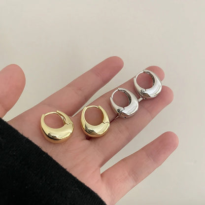 Punk Oval Hoop Earrings Metallic Geometric Ear Buckle Minimalist Style U-shaped Ear Buckle Daily Life Earring Accessories
