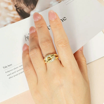Rrjzz AAAAA CZ Simulated Diamond Unique Ring Luxury 14k Gold Plated Twist Band Design Rings for Women Men Fine Jewelry Gifts