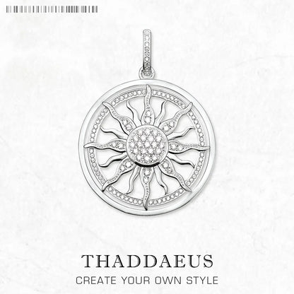 Pendant Amulet Sun White CZ Pave,Fashion 925 Sterling Silver Jewelry Europe Style Accessorie Gift For Men Woman