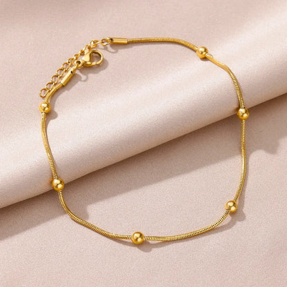 Anklets for Women Stainless Steel Stone Beaded Chain Anklet Summer Beach Accessories Boho Leg Bracelets Jewelry Tobilleras Mujer