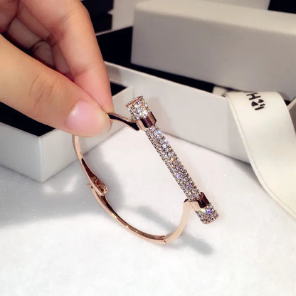 Famous  Luxury Full Crystal  Cuff Bracelets Bangle  For Women Rhinestones   Arm  Jewelry