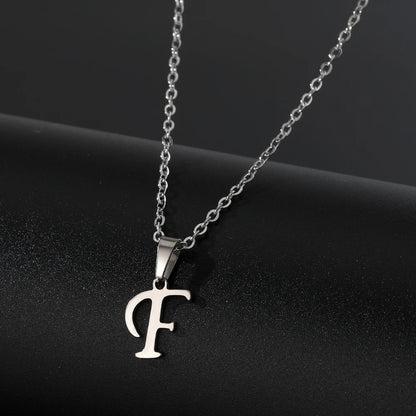 Stainless Steel English Alphabet 26 A-Z Letter Necklace Pendant Women Men Capital Initial Name Necklace Birthday Gift